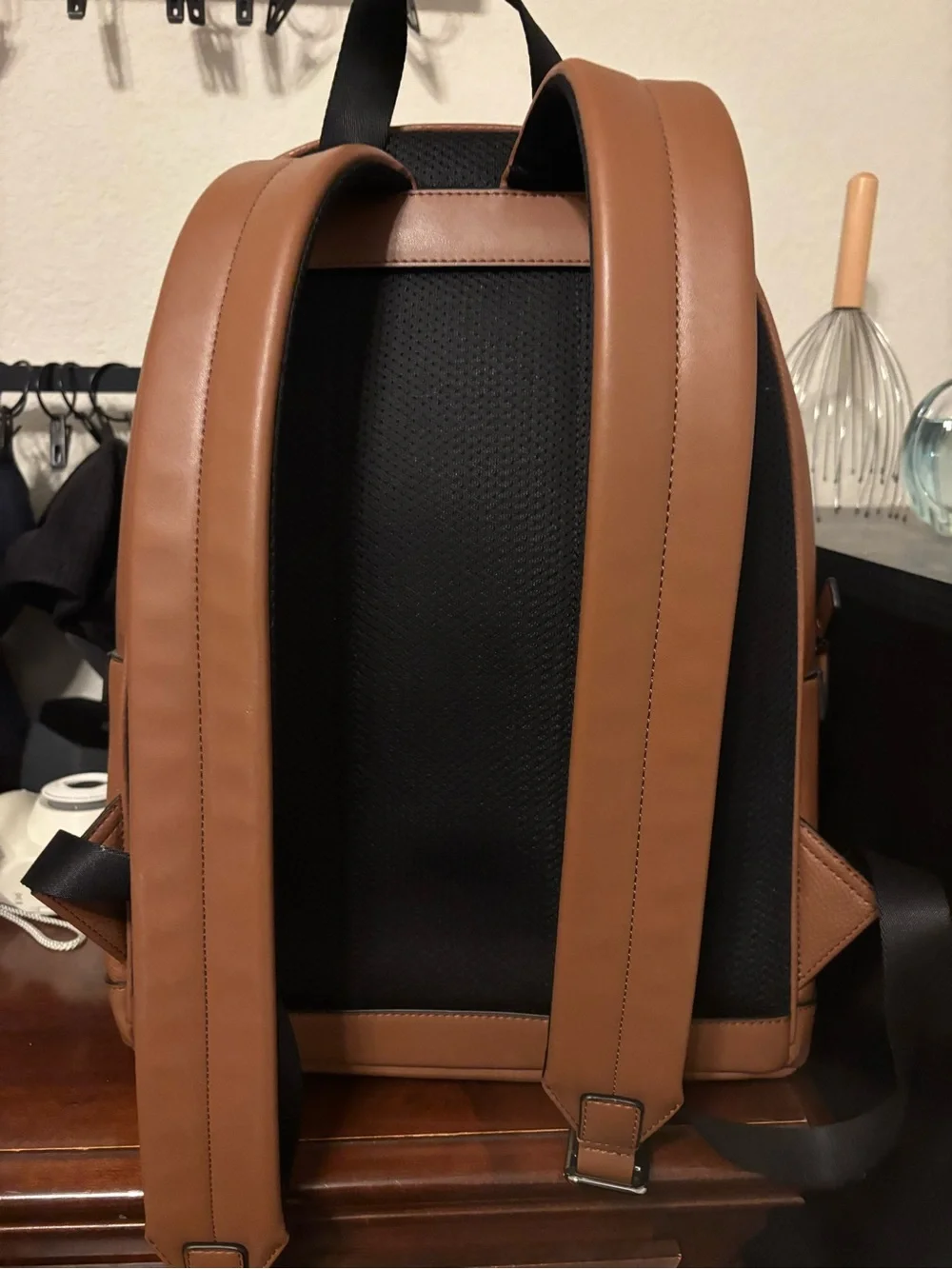 Michael Kors Brown Pebbled Leather Backpack with Front Zip Pocket